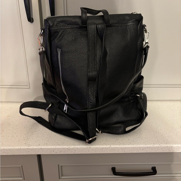 Black Leather Backpack/crossbody - Picture 3 of 6